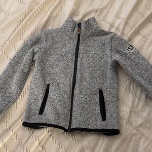 Gray Zip-Up Jacket with Logo Patch